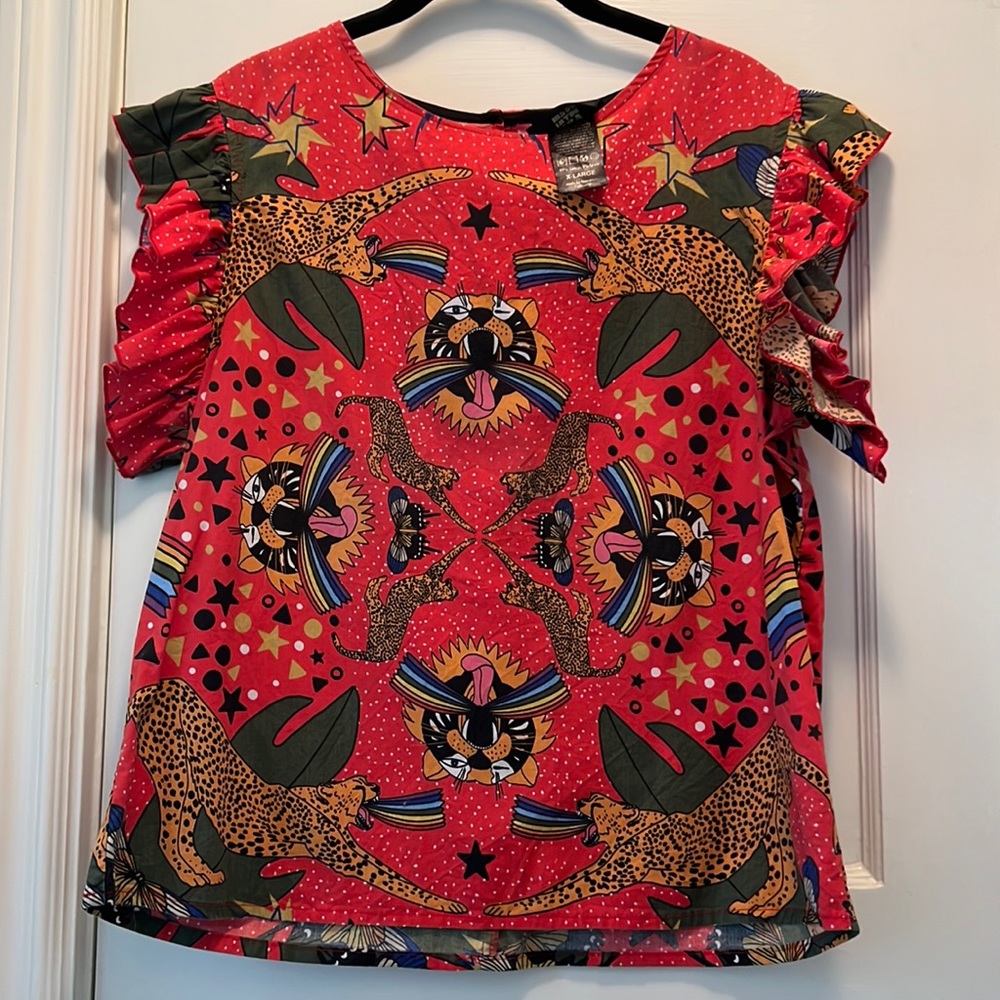 Nooworks Ruffle Top Tiger Pride print